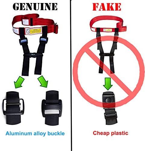Child airplane safety restraint system installed on aircraft seat
