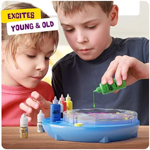 Vibrant and metallic non-toxic paint bottles included in the children's creative activity kit.