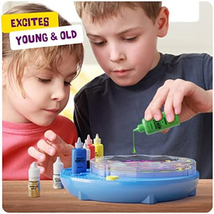 Vibrant and metallic non-toxic paint bottles included in the children's creative activity kit.