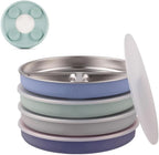 Elk and Friends stainless steel divided toddler plates set of 4 front view