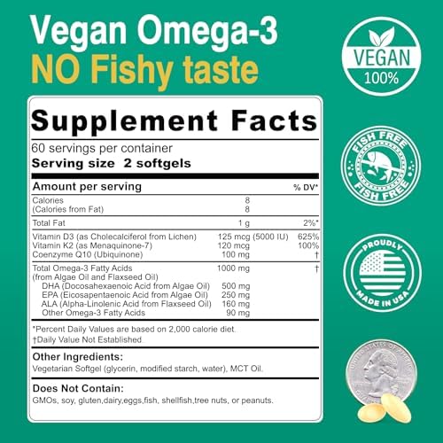 Nextdia plant based DHA EPA ALA softgels for heart and brain health