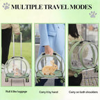 Cat Backpack Carrier, Transparent & Breathable Cat Carrier with Wheels, Large Space Bubble Pet Backpack for Kitty Dog Bunny Up to 20lbs, Multiple Carrying Options, Perfect for Traveling/Taking a Walk - Image 5
