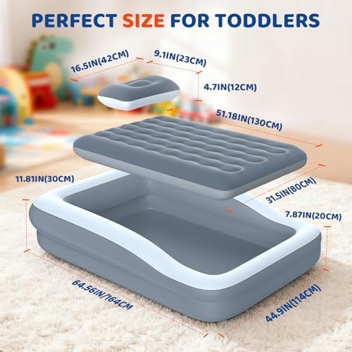 Premium kids blow up travel mattress showing thick cotton sheet texture
