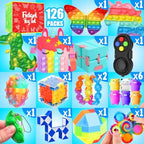 Assorted pop bubble and mochi squishy sensory toys
