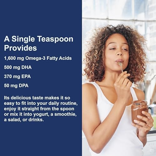 High potency EPA and DHA fish oil supplement liquid container