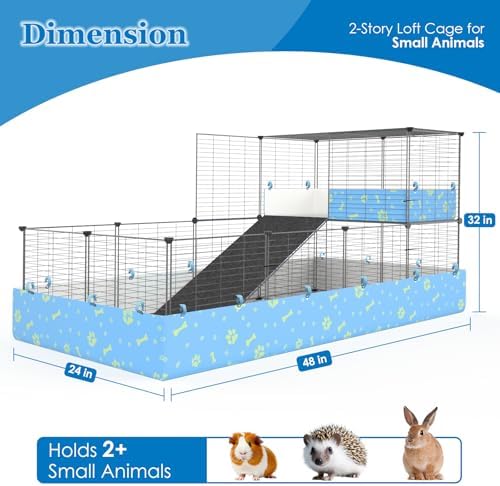 2-Story Guinea Pig Cages with Tarp, Large C&C Loft Cage for Rabbit Bunny Puppy Small Animal Indoor Dog Playpen Pet Exercise Enclosure, 25 Panels - Image 3