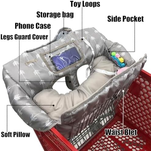 Cozyin Baby grocery cart seat cover packed inside its stylish travel carry bag