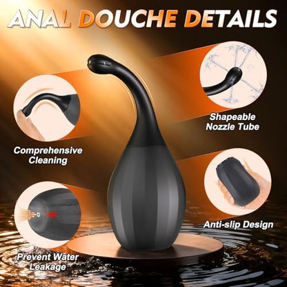 Anti backflow silicone douche kit with shower tube attachment for continuous flow.