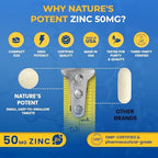 Nature's Potent 100 tablet bottle side angle highlighting immune support benefits