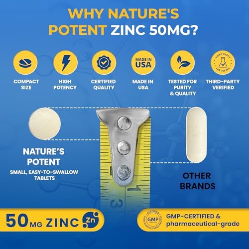 Nature's Potent daily zinc mineral tablets for cellular metabolism