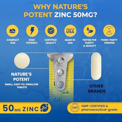 Nature's Potent daily zinc mineral tablets for cellular metabolism