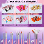 Fandamei set including acrylic nail brushes and metal dotting tools
