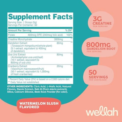 Wellah Creatine nutritional label and ingredient information