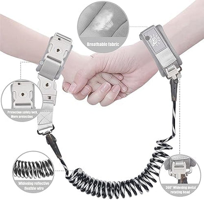Detail of reflective tape on toddler safety leash
