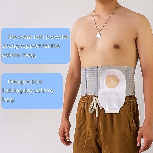 FIRRKEP ileostomy hernia prevention binder demonstrating the adjustable dimensions of the rigid U-shaped opening.
