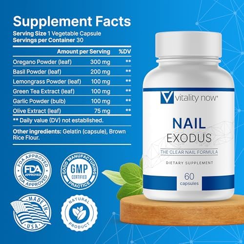 Nail Exodus dietary supplement packaging for stronger nail growth.
