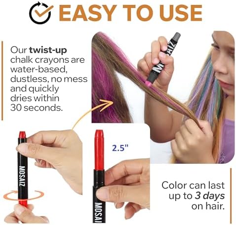 Full set of Mosaiz hair chalk pens in open packaging