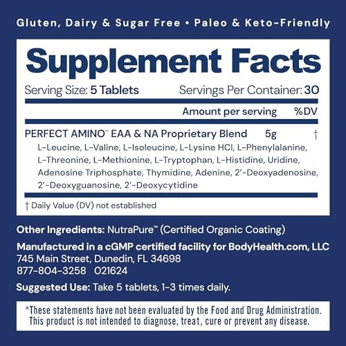 Vegan BCAA supplement tablets for pre and post workout support