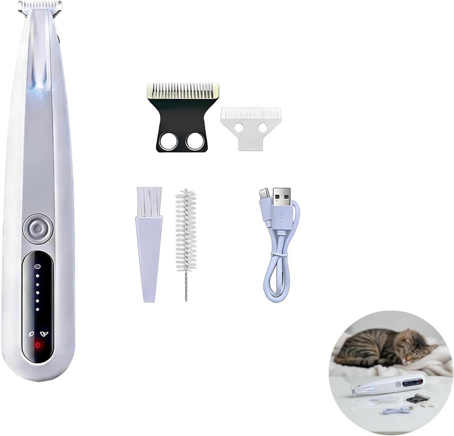Furbona pet paw clipper showing the interchangeable 9mm and 18mm precision blades
