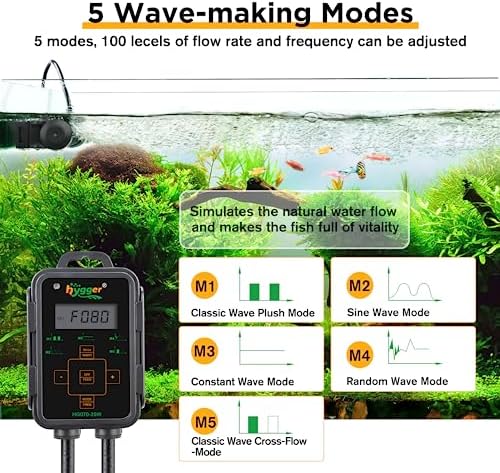 Hygger 1850 GPH wave maker magnetic base attached to thick aquarium glass side view