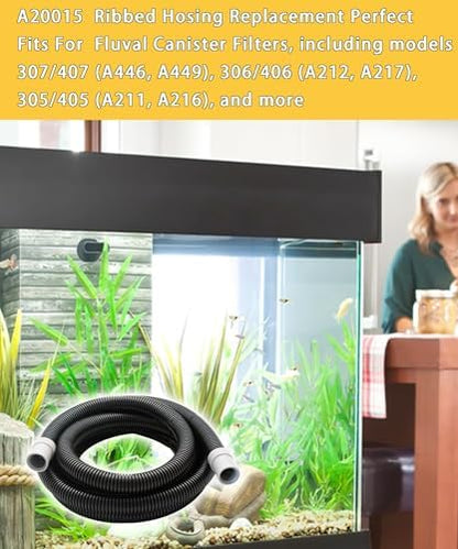 Flexible corrugated canister filter replacement hose close up