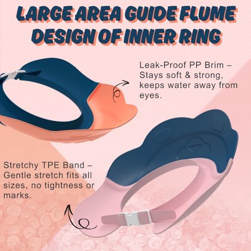 Extra soft pink silicone material detail of the leak-proof baby bathing cap.