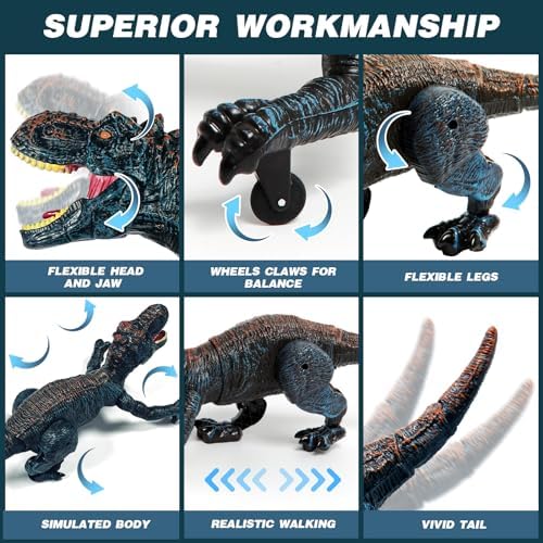 Side profile of Sunrad electronic dinosaur walking toy