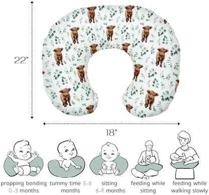 Close up of soft polyester fabric highland cow slipcover