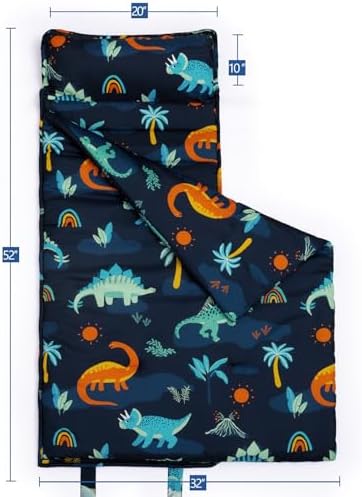 PHF kids sleeping bag rolled up securely with its convenient hook and loop carrying handles.