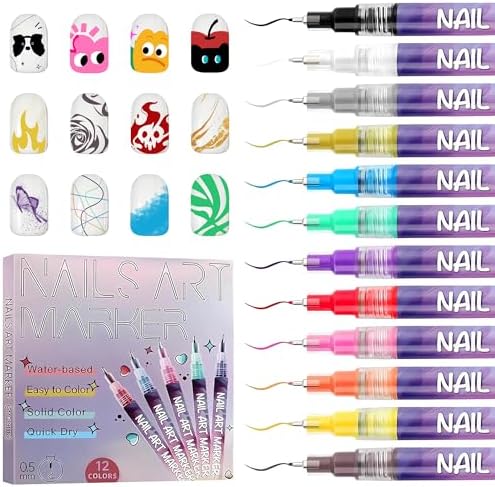 Kalolary Sutroma 12 Colors Nail Art Pens Kit front view
