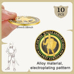 Premium zinc alloy religious prayer coins held in hand for sizing