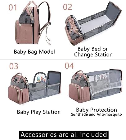 Houscly baby bag showing open changing station and bassinet