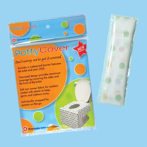 Oversized waterproof public toilet shield spread over a standard bathroom seat showing wide side protection flaps.