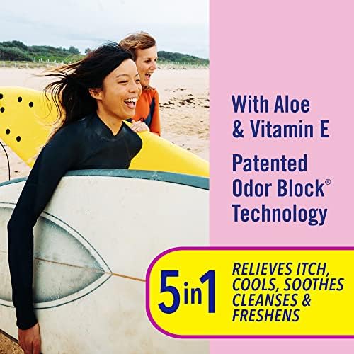 Back label of Vagisil medicated wipes showing active ingredients and usage instructions
