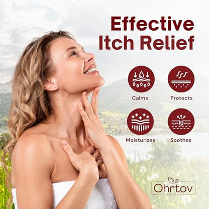Portable colloidal oatmeal and calamine balm for camping and outdoor protection.