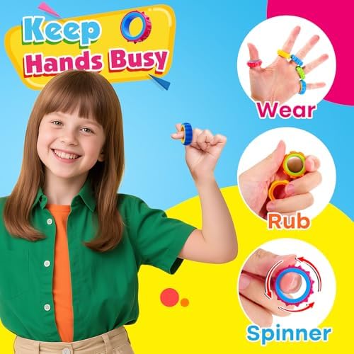 Colorful textured finger spinner rings for kids