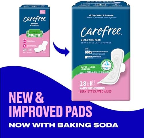 Carefree unscented ultra thin pads showing the soft breathable top layer texture.