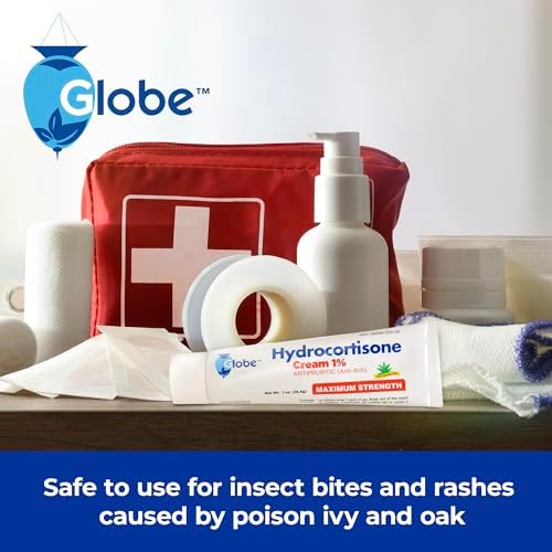 Globe hydrocortisone cream application for redness and skin inflammation relief.