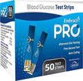 Omnis Health Embrace Pro blood glucose test strips bundle front view for reliable diabetes monitoring.