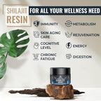 Ajoblanco shilajit resin jar next to packaging box displaying net weight