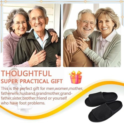Adjustable medical sandals for elderly patients with wide feet.