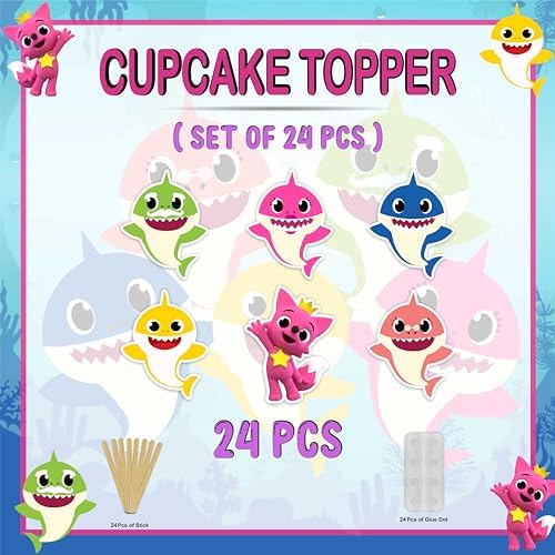 Safe food-grade cardstock shark cupcake toppers