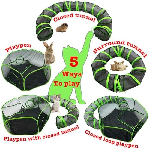 Small Animal Playpen Guinea Pig Hedgehog Cage Rabbit Cage with Fun Surround Tunnel Breathable & Transparent Pop Open Exercise Yard Fence with Top Cover Anti Escape - Image 7