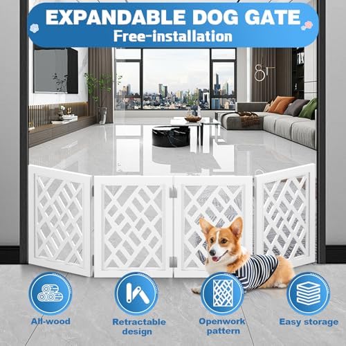 Three panel portable wooden pet fence folded flat for compact storage