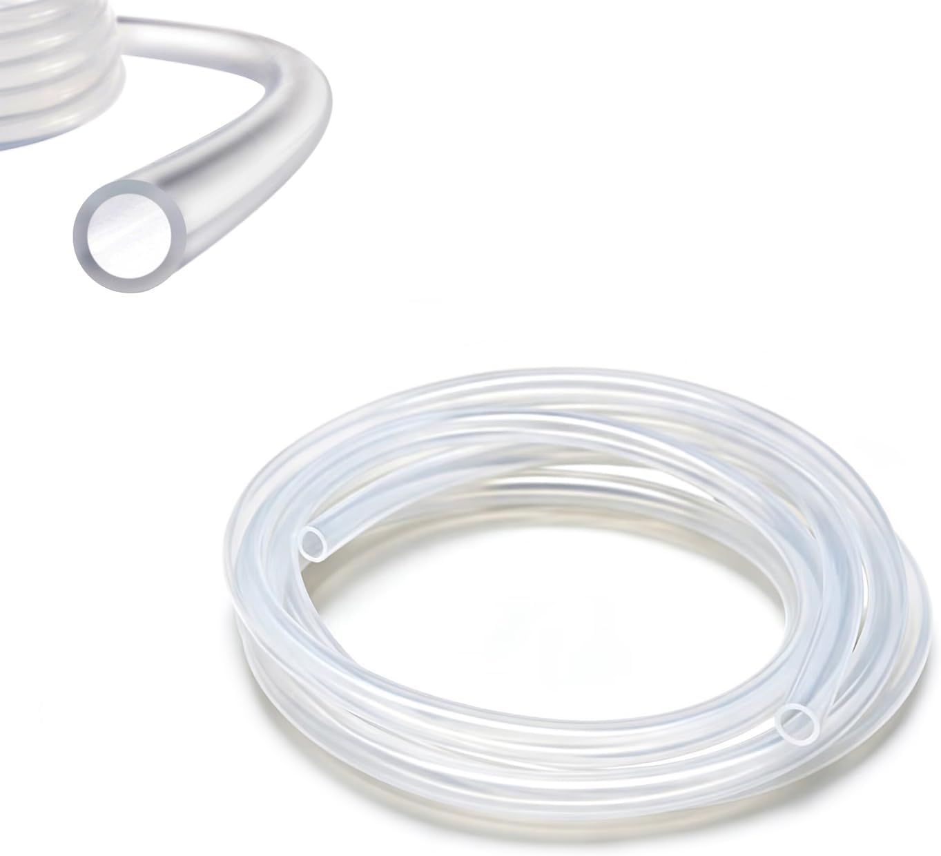 Carefree Fish aquarium silicone airline tubing front view showing clear flexible hose coil.