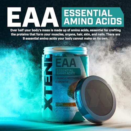 Xtend Eaa container with blended fitness drink in shaker