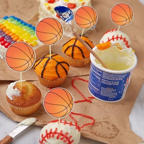Close up of basketball cupcake topper design quality
