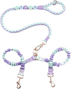 Premium authentic imported pink double dog leash packaging and contents view