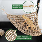 Close up view of hand-woven seagrass texture on reptile hammock