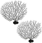 Two pieces of Tfwadmx black sea fan aquarium decoration showcasing different heights.